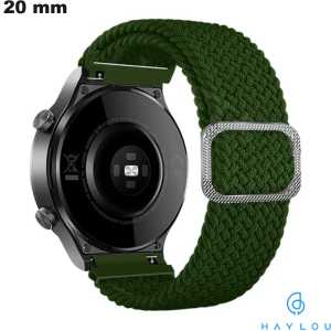 Pulsera extensible Verde para smartwatch Haylou 20 mm Tejido de calidad