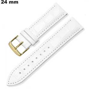 Echtheitslederarmband 24mm für Uhr Weiß # Einfache Montage Echtheitslederarmband 24mm für Uhr Weiß # Einfache Montage