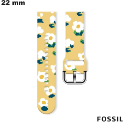 Fossil Gummi-Uhrenarmband Blume Gelb 22mm