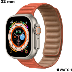 Bracelet Cuir montre Orange Apple Watch 22mm