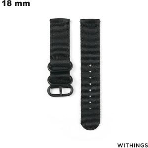 Armband Zulu Sport Schwarz Withings 18mm hochwertige Nylon-Uhr