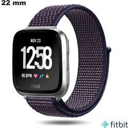 Pulseira Sport Rugby Tecido FitBit de relógio 22mm Azul