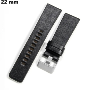 Horlogeband Zwart 22 mm Echt Leer - Premium Kwaliteit