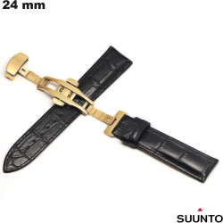 Bracelet Suunto de montre Noir Cuir véritable 24mm
