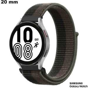 Venda de Bracelete de 20 mm em Tecido com Velcro Cinza para smartwatch Samsung
