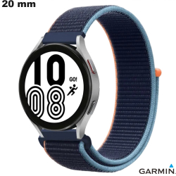 Bracelet Garmin Tissu montre connectée 20mm Bleu