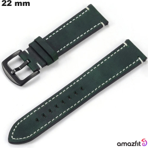 Bracelet Cuir véritable 22mm Amazfit Vert | Expédition 24h