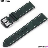 Bracelet Cuir véritable 22mm Amazfit Vert | Expédition 24h