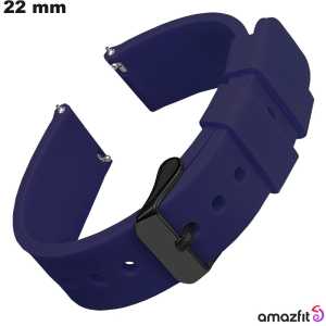 Bracelet 22mm de montre Caoutchouc Amazfit Bleu souple de qualité