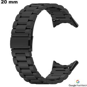 Armband aus Edelstahl 20 mm für Google Pixel Uhr schwarz von hoher Qualität