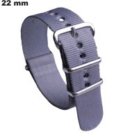 Armband Nylon Grau 22 mm für Uhr - Premium-Qualität