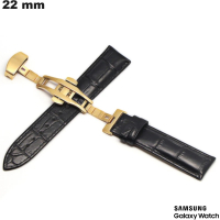 Venda de Bracelete Preto em Couro Verdadeiro de 22mm para relógio Samsung