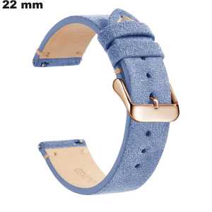 Pulsera de cuero genuino para reloj de 22mm azul / Envío gratis