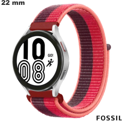 Bracelet de smartwatch Tissu Rouge Fossil 22mm