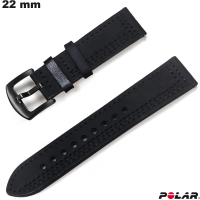 Bracelet Noir 22mm montre connectée Cuir Polar - Livraison Gratuite