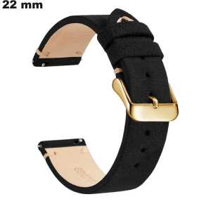 Pulsera de cuero auténtico para reloj de 22 mm en negro: envío en 24 horas