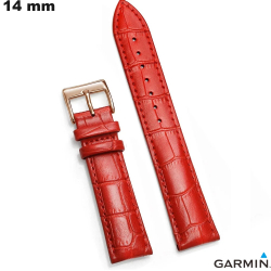 Armband aus echtem roten Leder für Garmin Uhr 14 mm