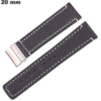 Genuine Leather Watch Strap 20 mm Black - 24h Shipping