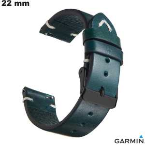Verkoop 22mm Echte Leren Garmin Armband Blauw Vintage Look