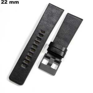 Armband horloge 22mm Zwart Echt Leer: Gratis Verzendkosten bij aankoop van 20€