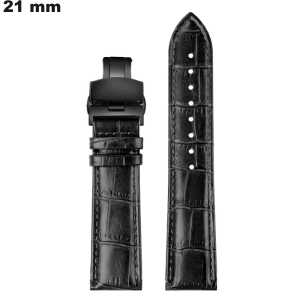 Echt Leer Horlogeband Zwart 21 mm: Gratis Verzending