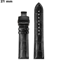 Pulsera de piel de verdadero para reloj negra de 21 mm: Envío gratis