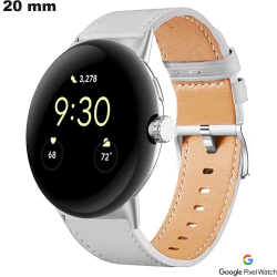 Bracelet Blanc 20mm Cuir montre connectée Google Pixel