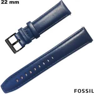 Pulsera Fossil Azul 22 mm Cuero genuino de calidad para reloj