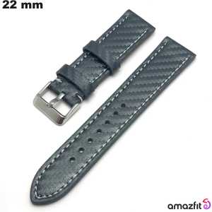 Bracelet montre 22mm Cuir véritable Amazfit Gris pas cher