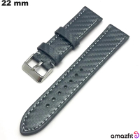 Bracelet montre 22mm Cuir véritable Amazfit Gris pas cher