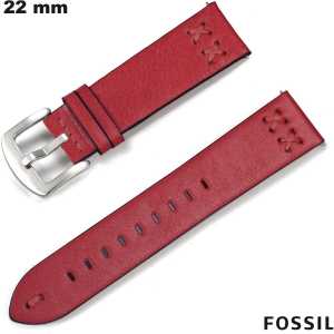 Pulsera de cuero auténtico de 22 mm para smartwatch Fossil Roja de calidad