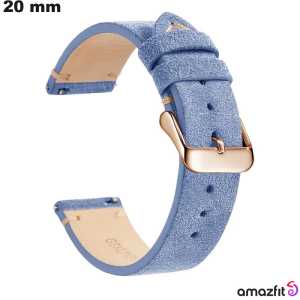 Pulseira de Couro Verdadeiro Azul para Relógio Amazfit 20mm de Qualidade