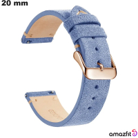 Armband Echte Leer Blauw Amazfit 20mm van hoge kwaliteit