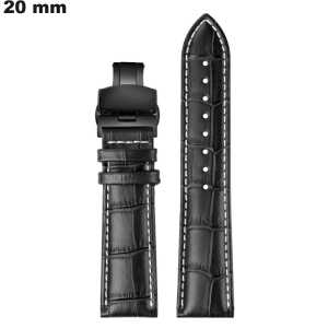 20mm Black Genuine Leather Watch Bracelet / Free Shipping