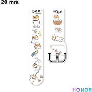 Pulsera para reloj de 20 mm Blanco Perro Honor Caucho de calidad