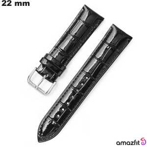 Comprar Pulseira de Couro Verdadeiro Preta 22 mm para smartwatch Amazfit