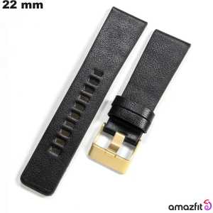 Bracelete 22mm de relógio em couro verdadeiro preto Amazfit de qualidade