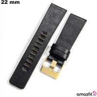 Bracelete 22mm de relógio em couro verdadeiro preto Amazfit de qualidade