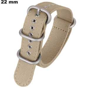 Armband Tissu horloge Beige 22mm: Gratis Verzending