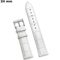 Pulsera de reloj de piel auténtica blanca de 24 mm # Envío Rápido