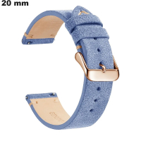 Armband Echte Leer voor Horloge Blauw 20mm : Gratis Verzending