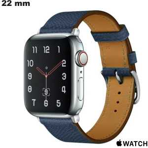 Pulsera de Cuero Azul de 22 mm para Apple Watch: Envío Rápido