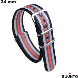 Pulseira Preta de Tecido para Relógio Suunto 24 mm | Qualidade Premium