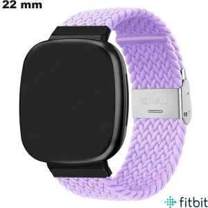 Bracelete elegante de 22mm para relógio FitBit em tecido roxo de qualidade