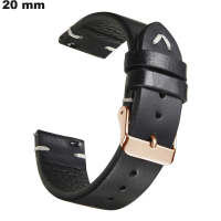 Armband Echte Leer Zwart 20mm horloge ● Gratis Verzending