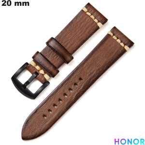 Pulsera de 20 mm para reloj Marrón retro de Cuero Honor de calidad