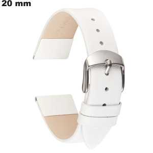 Acheter Bracelet pour montre Blanc u 20 mm Cuir véritable