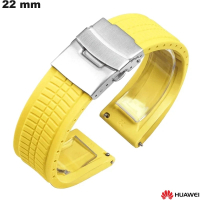 Bracelet de montre 22 mm Jaune Caoutchouc Huawei de qualité