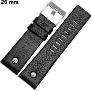 Pulsera de cuero genuino de 26 mm para reloj h negra ancha barata