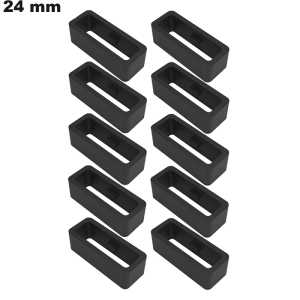 10 Loops pour bracelet Noir 24 mm Silicone ● Envoi Rapide